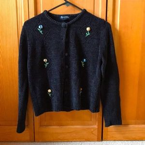 Adorable Cardigan with Embroidered Flowers